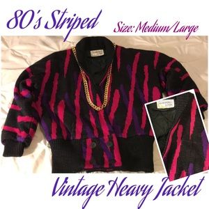 ❌SOLD❌80’s inspired Vintage Striped Jacket